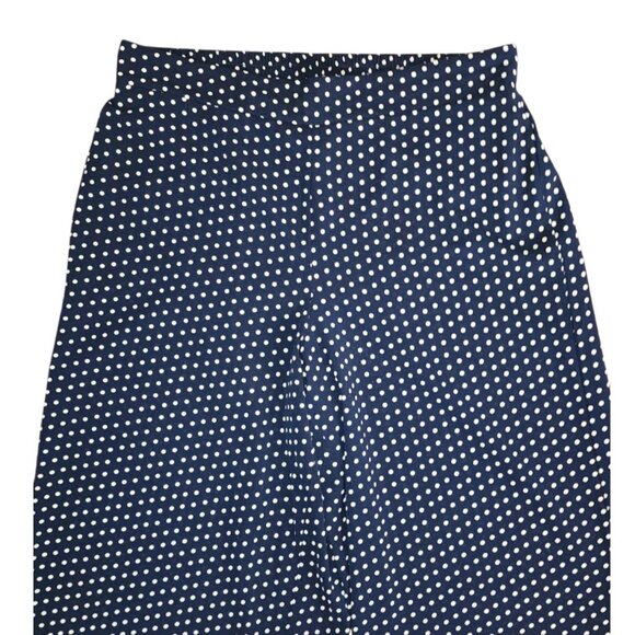Adrianna Papell Pants Womens Size L Large Blue White Polka Dot Wide Leg Zip Crop - Picture 3 of 6